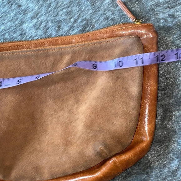 Anthropologie brown zipper pull pouch bag - Picture 7 of 17